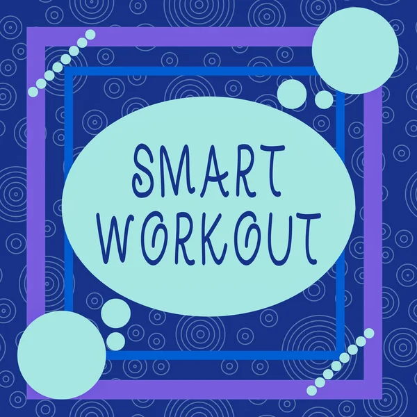 Conceptual hand writing showing Smart Workout. Business photo showcasing set a goal that maps out exactly what need to do in being fit Asymmetrical format pattern object outline multicolor design. — 스톡 사진