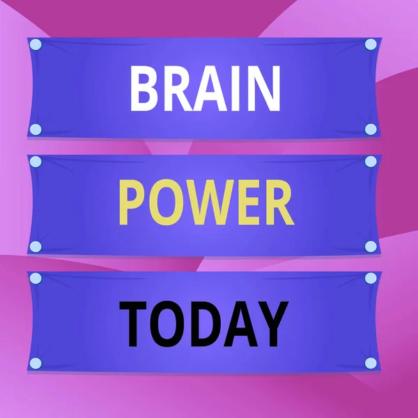 Handwriting text writing Brain Power. Concept meaning Ability to comprehend To understand and profit from experience Wooden panel attached nail colorful background rectangle lumber plank wood. — Stockfoto