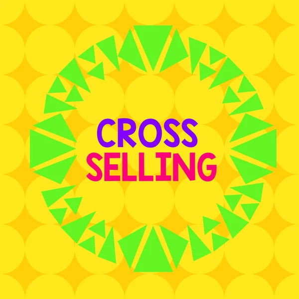 Handwriting text Cross Selling. Concept meaning to sell complementary products to an existing customer Asymmetrical uneven shaped format pattern object outline multicolour design. — Stock Photo, Image