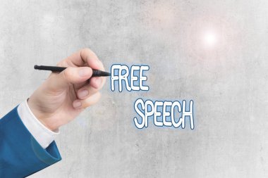 Kelime yazma özgürlüğü metni. Fikirlerini alenen ifade etme hakkı için iş kavramı.