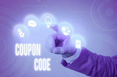 Writing note showing Coupon Code. Business photo showcasing ticket or document that can be redeemed for a financial discount.