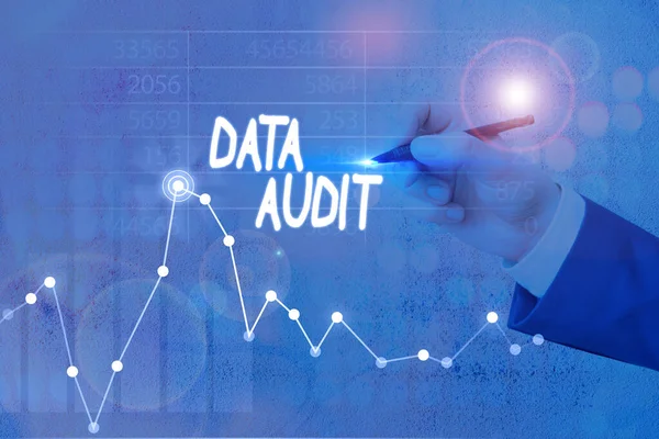 Tekstbord met Data Audit. Conceptuele fotoaudits van gegevens om de kwaliteit ervan voor een specifiek doel te beoordelen. — Stockfoto