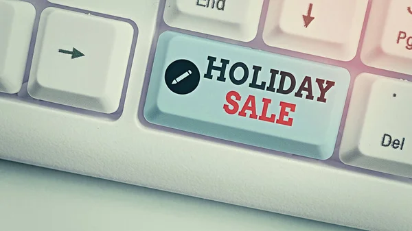 Conceptual hand writing showing Holiday Sale. Business photo text markdown of prices on stores during festival season or holiday. — Φωτογραφία Αρχείου
