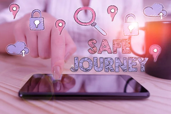 Conceptual hand writing showing Safe Journey. Business photo text polite way of wishing someone a safe journey or Safe Travel. — Stockfoto