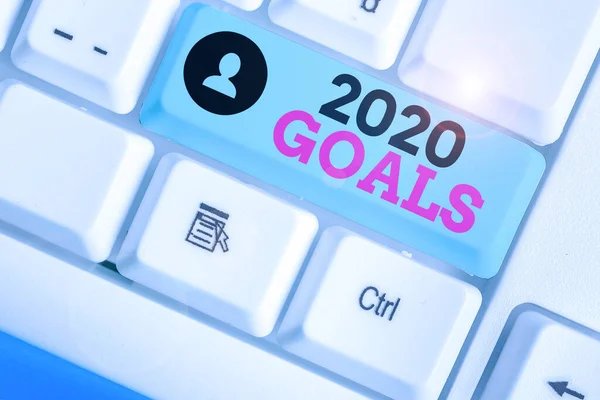 Conceptual hand writing showing 2020 Goals. Business photo text something that you are trying to do or achieve for this year. — Zdjęcie stockowe