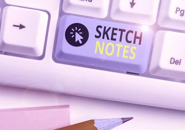 Text rukopisu Poznámky k náčrtu. Koncept znamená vizuální notetmaking Kombinace notetaking a čmárání. — Stock fotografie