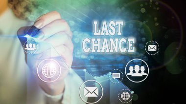 Kelime yazma metni Son Şans. Başarı için son fırsat olarak kabul edilen bir durum için iş kavramı.