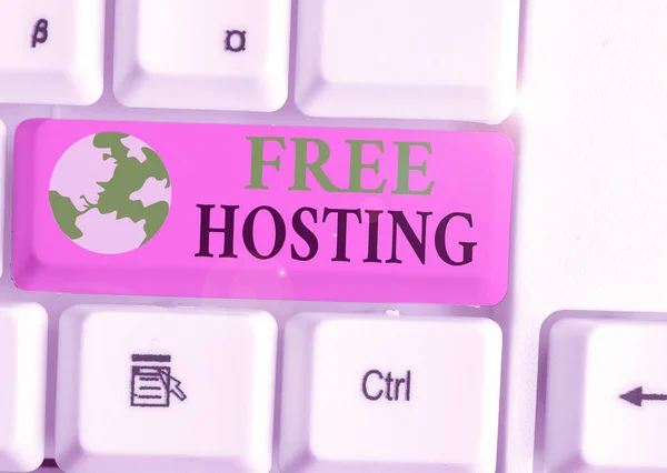 Знак Free Hosting. Концептуальный фотобизнес по обеспечению пространства для хранения и доступа к веб-сайтам . — стоковое фото