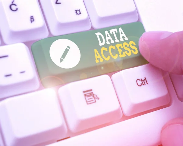 Conceptual hand writing showing Data Access. Business photo text a user s is ability to access data stored within a database. — Stock Photo, Image