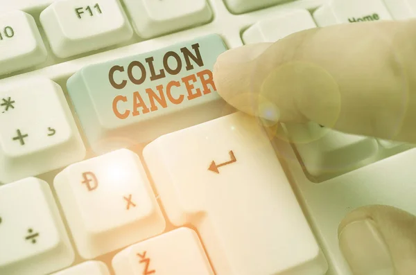 Word writing text Colon Cancer. Business concept for the development of cancer cells from the colon or rectum.