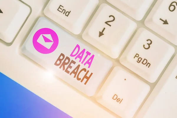 Teksten schrijven Data Breach. Bedrijfsconcept voor incident waarbij gevoelige of vertrouwelijke gegevens worden gekopieerd. — Stockfoto