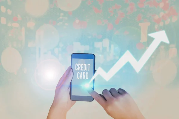 Psát text Kreditní karta. Pojetí znamená kartu, která vám umožní půjčit si peníze proti úvěrové linii. — Stock fotografie