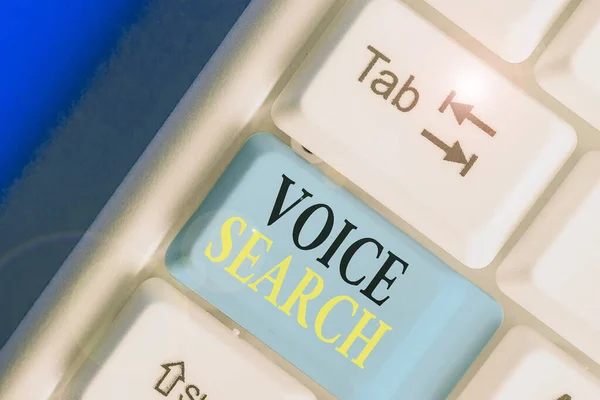 Handwriting text writing Voice Search. Concept meaning allows the user to use a voice command to search the Internet.