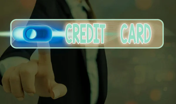 Texte textuel Carte de crédit. Concept d'affaires pour carte qui vous permet d'emprunter de l'argent contre une marge de crédit . — Photo