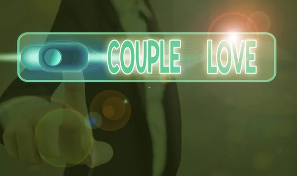 Wortschreiben Text Paar Liebe. Business-Konzept für zwei, die einander sehr lieben und Freude empfinden. — Stockfoto