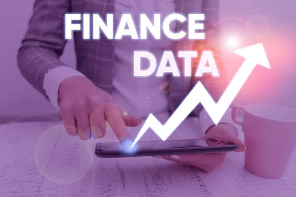 Conceptual hand writing showing Finance Data. Business photo text formal records of the financial activities of the business. — Stock Photo, Image