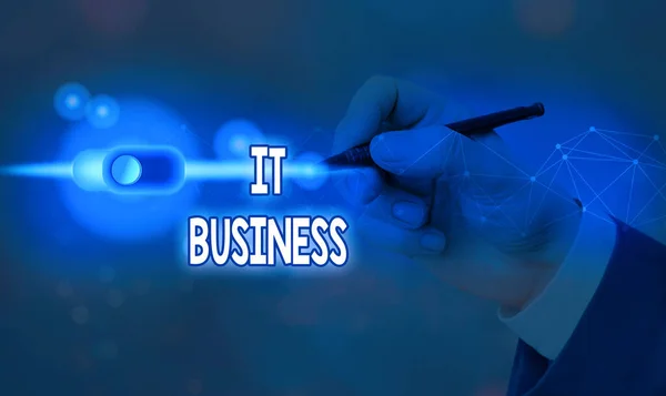 Pismo odręczne It Business. Koncepcja oznacza, że organizacja wykorzystuje technologię informatyczną do osiągnięcia celów. — Zdjęcie stockowe