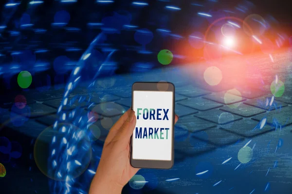 Scrittura di testi a mano Forex Market. Concetto che significa mercato che definisce il tasso di cambio delle valute globali . — Foto Stock