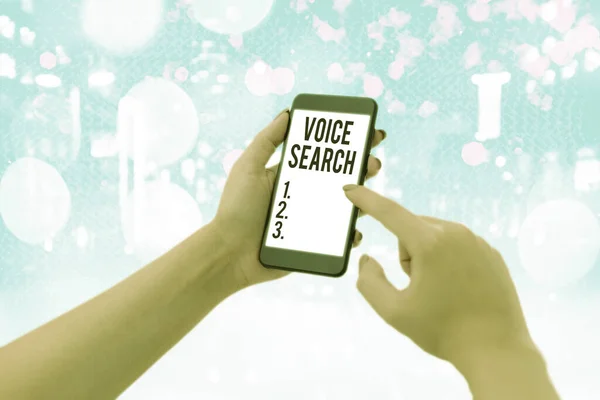 Text sign showing Voice Search. Conceptual photo allows the user to use a voice command to search the Internet.