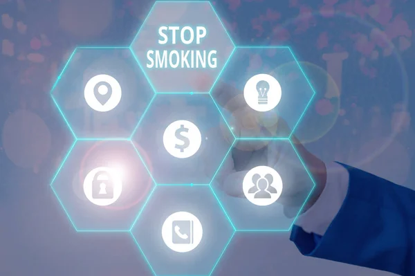 Text sign showing Stop Smoking. Conceptual photo the process of discontinuing or quitting tobacco smoking. — Stock Photo, Image
