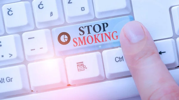 Conceptual hand writing showing Stop Smoking. Business photo showcasing the process of discontinuing or quitting tobacco smoking. — Stock Photo, Image