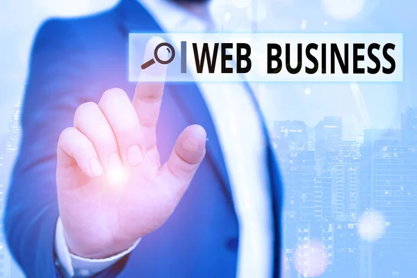 Sinal de texto mostrando Web Business. Foto conceitual vendendo serviços ou produtos online Fazendo negócios online . — Fotografia de Stock