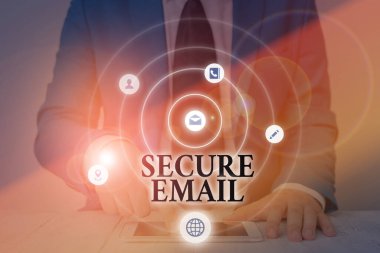 Güvenli E- posta göstergesi. Kavramsal fotoğraf, e- posta içeriğini istenmeyen varlıklar tarafından okunmaktan korur.