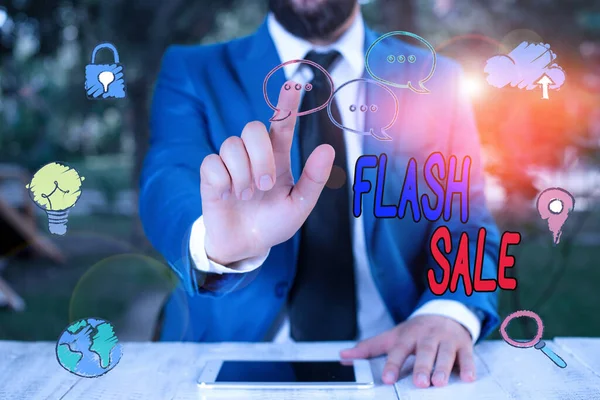 Χειρόγραφο κείμενο γραπτώς Flash Sale. Έννοια που σημαίνει πώληση αγαθών σε πολύ μειωμένες τιμές σε σύντομο χρονικό διάστημα. — Φωτογραφία Αρχείου