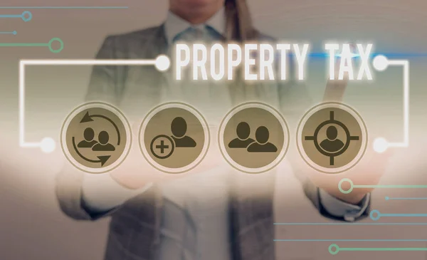 Word writing text Property Tax. Business concept for an ad valorem tax on the value of a property Millage rate. — Stock Photo, Image