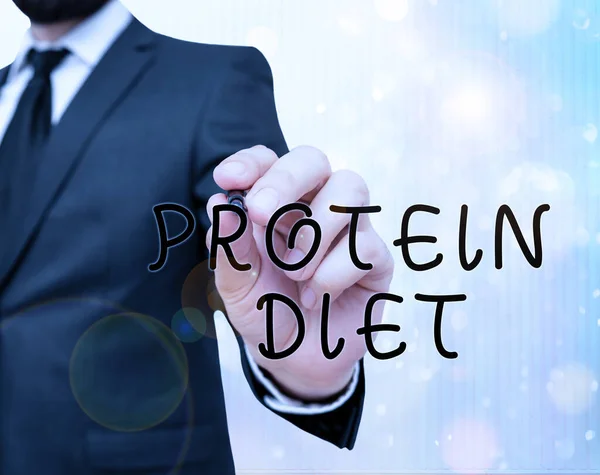 Text sign showing Protein Diet. Conceptual photo low in fat or carbohydrate consumption weight loss plan.
