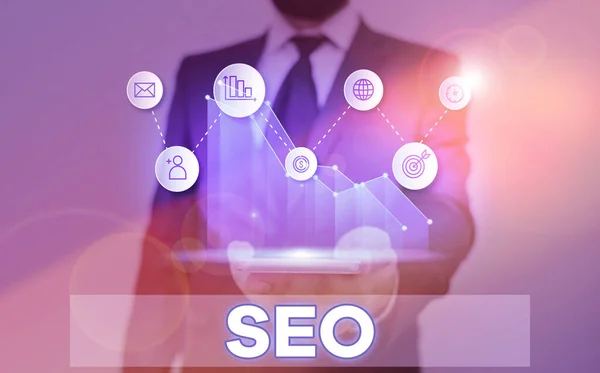 Palabra escribiendo texto Seo. Concepto de negocio para una manera increíblemente efectiva de comercializar su negocio cercano en línea . — Foto de Stock