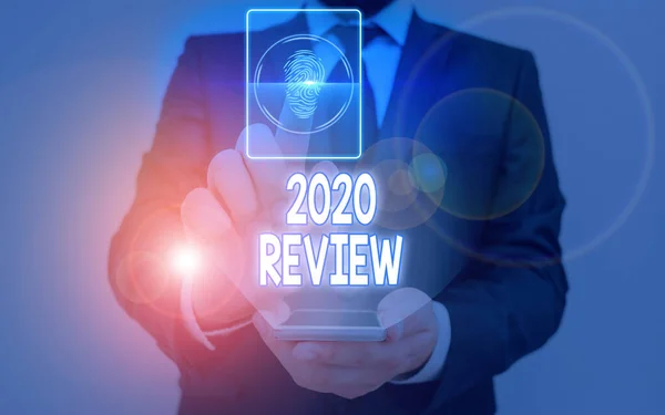 Schreiben Notiz zeigt 2020 Review. Business-Foto zeigt die Erinnerung an Ereignisse des vergangenen Jahres Hauptaktionen oder gute Shows. — Stockfoto