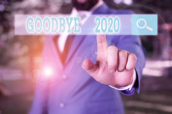 Conceptual hand writing showing Good Bye 2020. Business photo showcasing express good wishes when parting or at the end of last year. — Stock Photo, Image