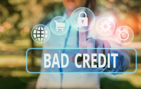 Word writing text Bad Credit. Business concept for inability of a demonstrating or company to repay a debt on time. — Stock Photo, Image