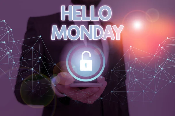 Текст письма "Hello Monday". Бизнес-концепция для поздравлений или приветствий в первый день рабочей недели . — стоковое фото