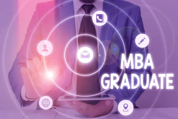 Ordskrivning text Mba Graduate. Affärsidé för masterexamen med inriktning mot företagsekonomi. — Stockfoto