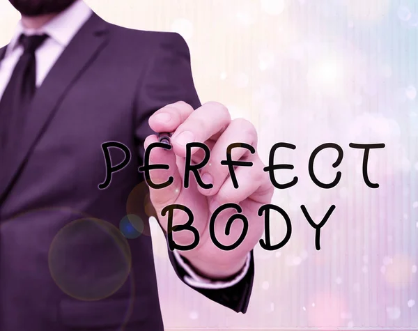 Signo de texto mostrando Cuerpo Perfecto. Foto conceptual Tener un cuerpo que está en forma de ensueño y en estado saludable . — Foto de Stock