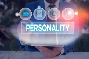 Kelime yazma metin Kişilik. Bireylerin karakterini oluşturan kombinasyon özellikleri için iş kavramı.
