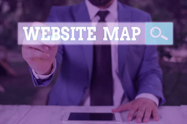 Scrittura concettuale a mano che mostra la mappa del sito web. Testo fotografico aziendale progettato per aiutare sia gli utenti che i motori di ricerca a navigare nel sito . — Foto Stock