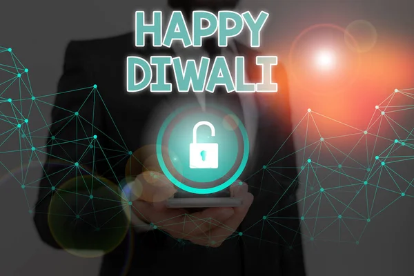 Parola che scrive testo Felice Diwali. Business concept per il festival delle luci celebrato da milioni di indù . — Foto Stock