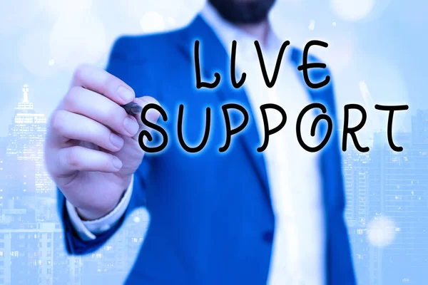 Почерк текста Live Support. Концепция означает оказание помощи в оказании помощи Профессиональный совет . — стоковое фото