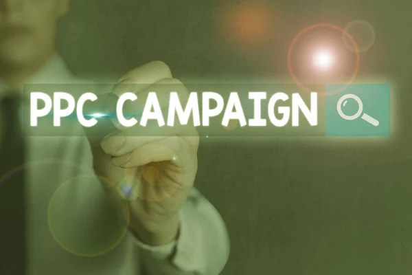 Conceptuele handschrift tonen PC Campagne. Zakelijke foto presentatie gebruik maken van PPC om hun producten en diensten te promoten. — Stockfoto