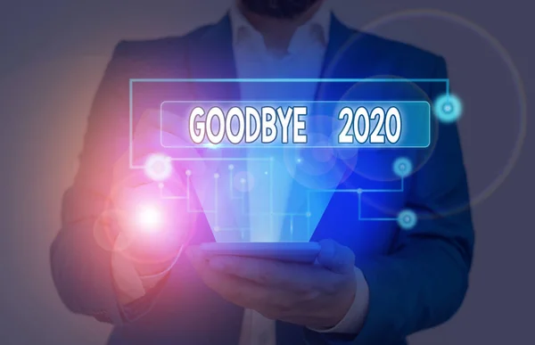 Word writing text Good Bye 2020. Üzleti koncepció a jó kívánságok kifejezésére búcsúzáskor vagy a múlt év végén. — Stock Fotó