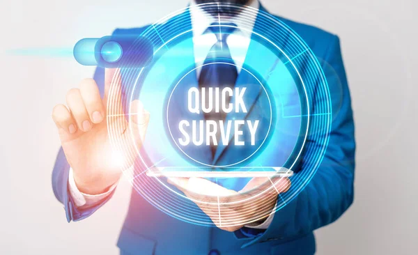 Konceptualne pismo ręczne pokazujące Quick Survey. Ankieta pokazująca zdjęcia biznesowe, którą docelowa grupa docelowa może od razu wypełnić. — Zdjęcie stockowe