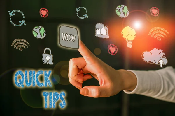 Writing note showing Quick Tips. Business photo showcasing small but particularly useful piece of practical advice. — Stock Photo, Image