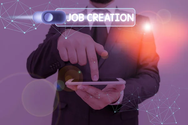 Scrivere nota che mostra la creazione di posti di lavoro. Fotografia d'impresa che illustra le nuove opportunità di occupazione retribuita . — Foto Stock
