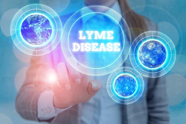 필체 문자 Lyme disease 작성. 이 개념 은 NASA 가 제공하는 이미지의 요소를 진드기에 물려서 생기는 염증 과 전염병을 의미 한다. — 스톡 사진