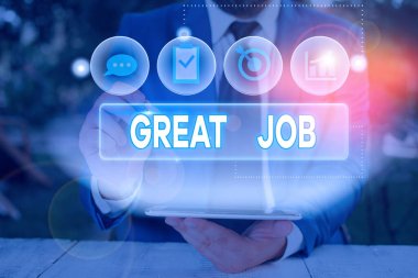 Kelime yazma metin Great Job. Çok iyi yapmış bir şey için birini öven kullanılan iş konsepti.