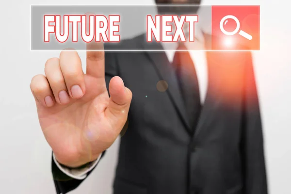 Znak tekstowy pokazujący Future Next. Koncepcyjne zdjęcie Zestaw procesów umysłowych Ludzki umysł workflow Unikalne ikony. — Zdjęcie stockowe