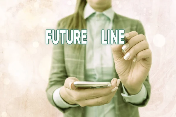 Znak tekstowy pokazujący Future Line. Zdjęcie koncepcyjne W przyszłości dług do spłacenia w przyszłości. — Zdjęcie stockowe